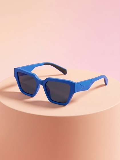 Biglilpeople Unisex Kids
                    Black Lens & Blue Square Sunglasses with
