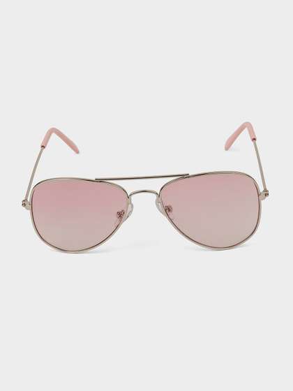 DukieKooky Unisex Kids
                    Pink Lens & Silver-Toned Aviator Sunglasses
                    with