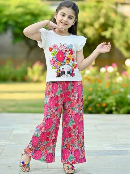 GLAMOUR WORLD GARMENTS
                    Girls Printed T-shirt with Palazzos