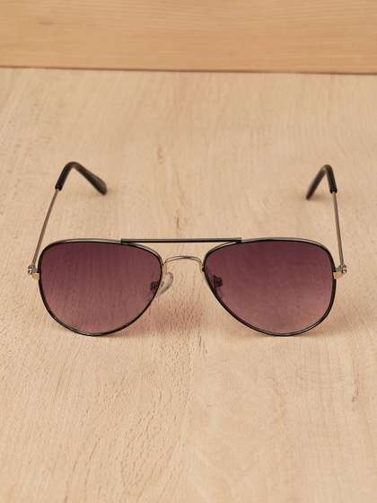 DukieKooky Unisex Kids
                    Purple Lens & Silver-Toned Aviator Sunglasses
                    with