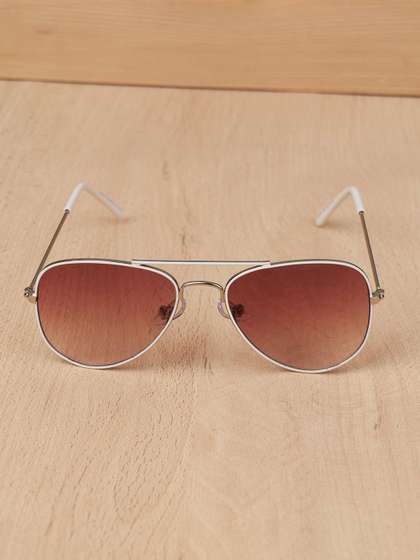 DukieKooky Unisex Kids
                      Brown Lens & Silver-Toned Aviator Sunglasses
                      with
