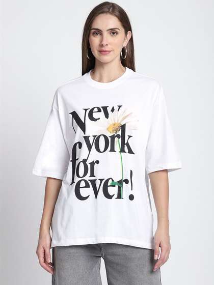 R&B Women
                        Typography Printed Drop-Shoulder Sleeves
                        T-shirt