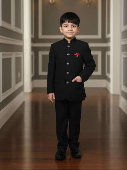 Huggle Boo Classic
                      Black Jodhpuri Suit Set - 2 Piece