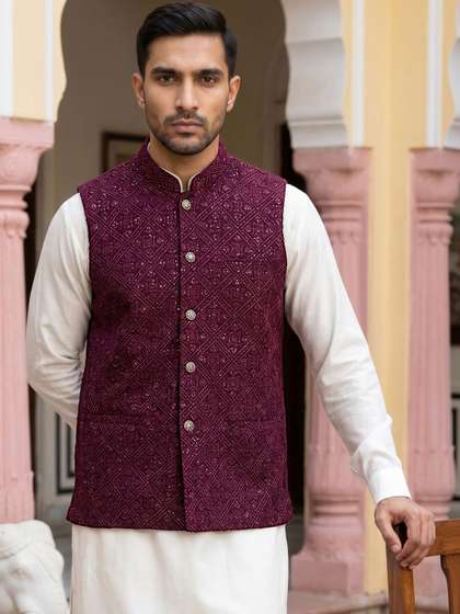 Jompers Printed
                        Satin Nehru Jackets