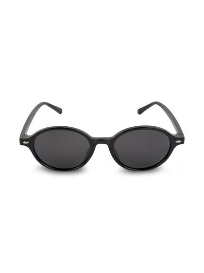 ERMINIO PALAMINO
                        Unisex Black Lens & Black Oval Sunglasses
                        with