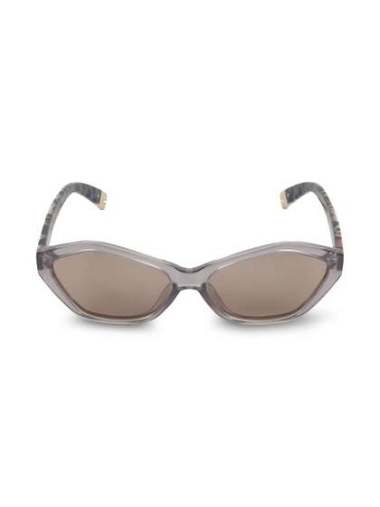 ERMINIO PALAMINO
                          Unisex Brown Lens & Steel-Toned Cateye
                          Sunglasses with