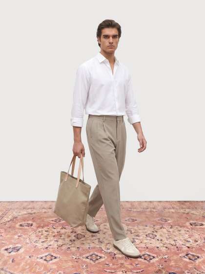 Mr Bowerbird Men
                          Relaxed Fit Pleated Trousers