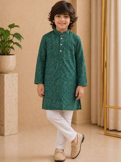 KIDAROO Boys Ethnic
                      Motifs Printed Regular Kurta with Trousers