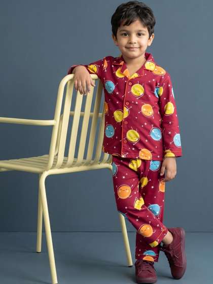 CLAP Unisex Kids
                        Printed Shirt with Pyjamas
