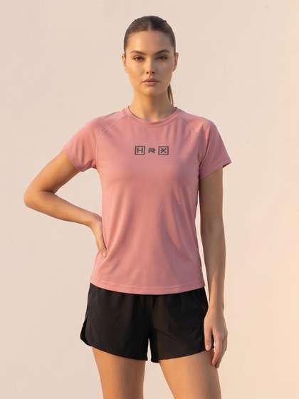 HRX by Hrithik
                        Roshan Brand Logo Printed Rapid Dry Training or
                        Gym T-shirt