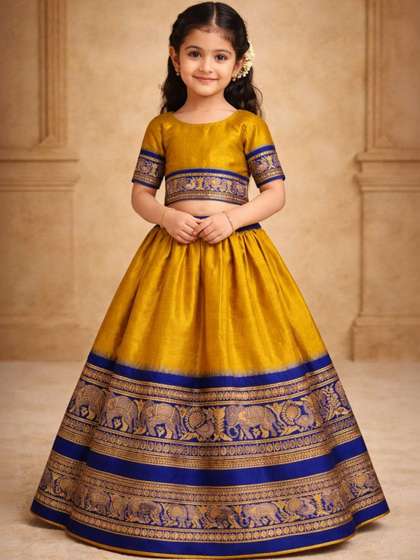 Xepon Girls Embellished
                    Ready to Wear Lehenga &