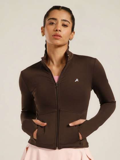 ATHLISIS Women Stand
                        Collar Solid Sporty Jacket