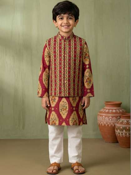 Readiprint Boys Ethnic
                    Motifs Printed Regular Pure Cotton Kurta with
                    Pyjamas