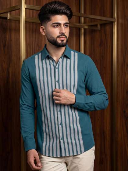 N AND J Men Striped
                        Casual Shirt