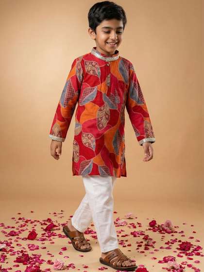 Readiprint Boys Ethnic
                      Motifs Printed Regular Pure Cotton Kurta with
                      Pyjamas