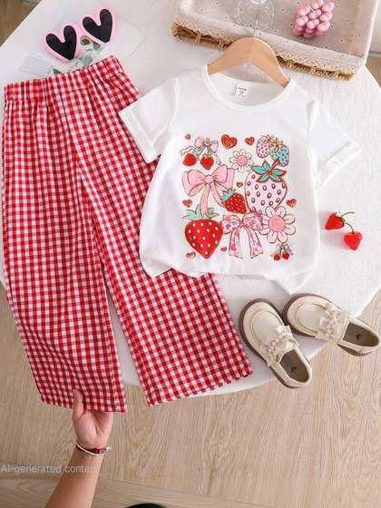 Dhanoo fashion Girls
                        Printed Top and Bottom Clothing Set