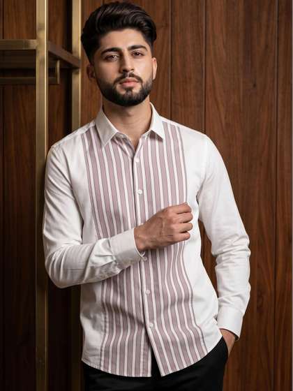 N AND J Men Striped
                        Casual Shirt