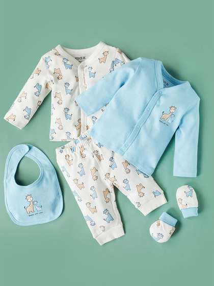 max Boys Printed Pure
                      Cotton Baby Apparel Gift Set