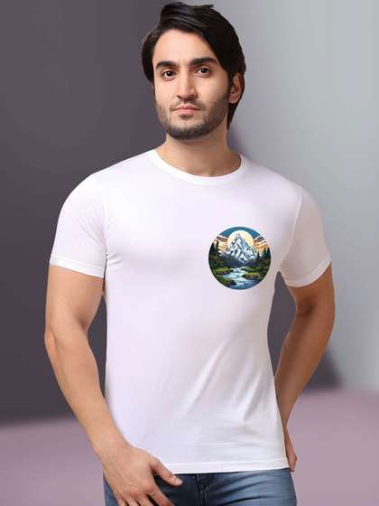 MaverIQ Men Graphic
                        Printed Round Neck Regular Fit T-shirt
