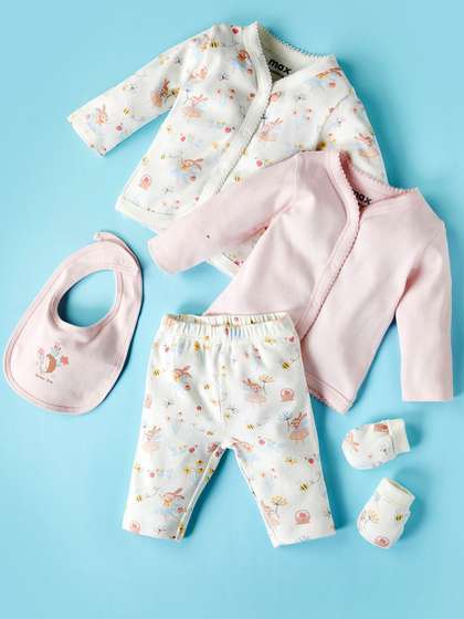 max Girls Printed Pure
                      Cotton Baby Apparel Gift Set