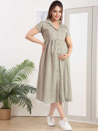 MomsBae Maternity
                        A-Line Midi Dress
