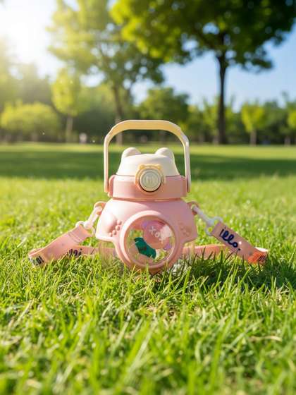 ZUZUVI Pink &
                      Cream-Coloured Single Plastic Cartoon Characters
                      Water Bottle