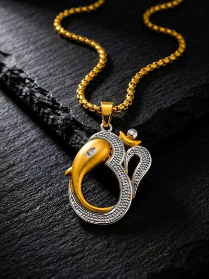Saizen Gold-Plated
                    Geometric Pendants with Chains