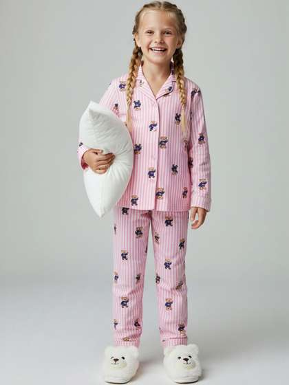 Trendyol Girls Striped
                    Long Sleeves Nightdress