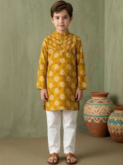 Readiprint Boys Ethnic
                    Motifs Printed Regular Pure Cotton Kurta with
                    Pyjamas