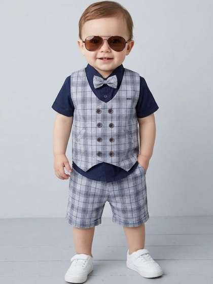 Vaghasiya Boys Checked
                    T-shirt and Shirt with Shorts