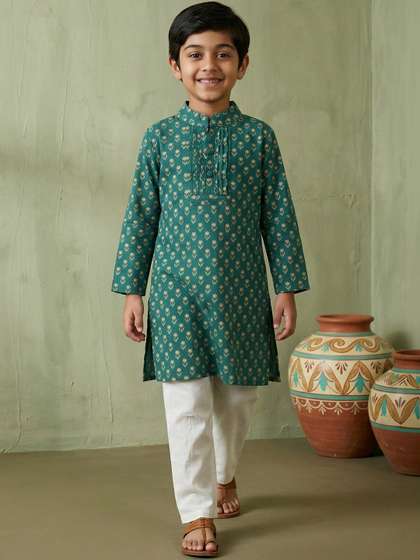 Readiprint Boys Ethnic
                      Motifs Printed Regular Pure Cotton Kurta with
                      Pyjamas