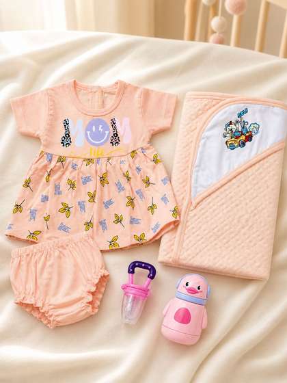 Milkymoon Kids Infants
                      Kids 8-Pcs Cotton Baby Apparel Gift Set