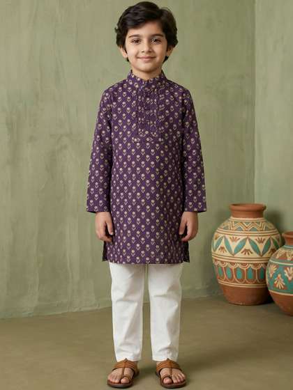 Readiprint Boys Ethnic
                    Motifs Printed Regular Pure Cotton Kurta with
                    Pyjamas
