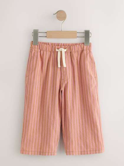 NEXT Boys Striped
                      Linen Blend Wide Fit Trousers