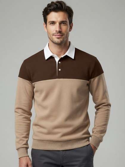 Mast & Harbour
                        Colourblocked Polo Collar T-shirt