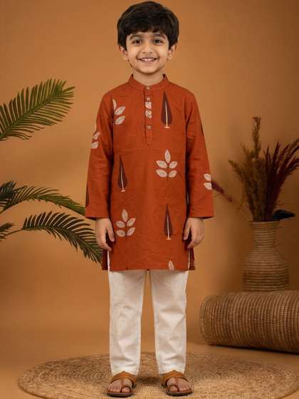 Readiprint Boys Ethnic
                    Motifs Printed Regular Pure Cotton Kurta with
                    Pyjamas