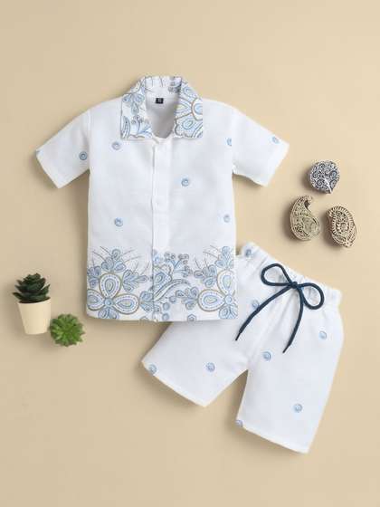 Sangria Boys Printed
                    Shirt Collar Shirt & Shorts Clothing Set