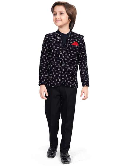 earth conscious Printed
                    Notched Lapel Single-Breasted Tailored Fit Party
                    Blazers