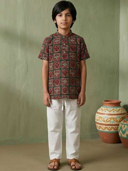 Readiprint Boys Ethnic
                    Motifs Printed Regular Pure Cotton Kurta with
                    Pyjamas