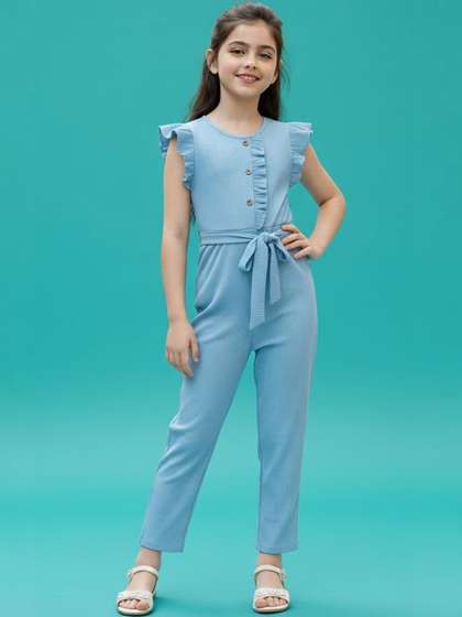 Dripteen Girls Pleated
                    Ruffle Sleeve Jumpsuit