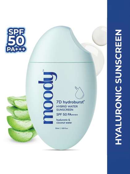 MOODY 7D Hydro
                          Burst Hybrid Water Sunscreen SPF 50 PA +++,
                          Hyaluronic & Coconut water