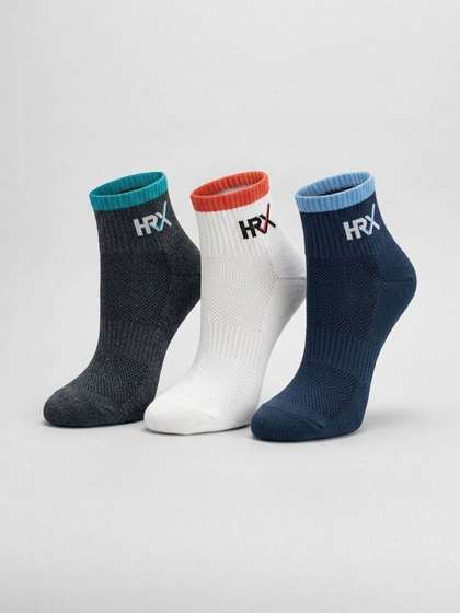 HRX by Hrithik Roshan
                      Men Pack of 3 Cotton Blend Patterned Ankle Length
                      Socks