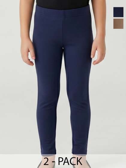 CARABA Girls Pack of 2
                    Solid Ankle Length Leggings