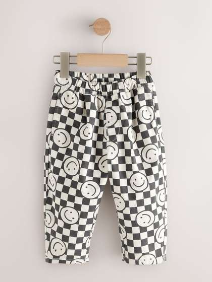 NEXT Boys Printed Pure
                    Cotton Barrel Fit Trousers
