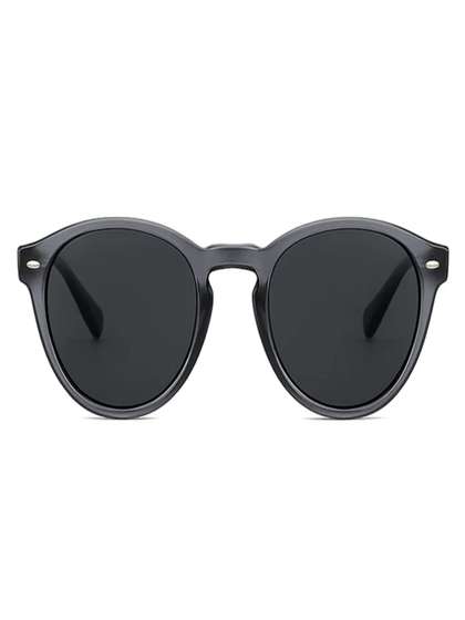 SIYU SHADES Unisex
                          Grey Lens & Black Round Sunglasses with