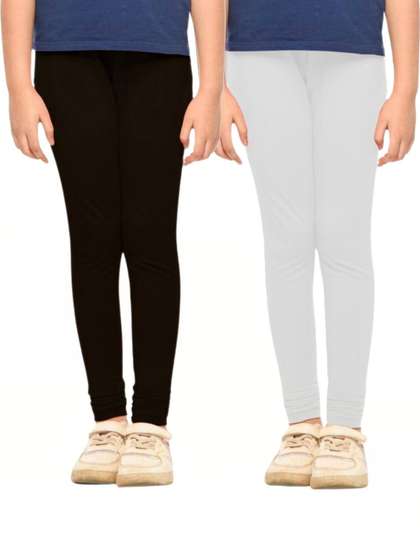 Kranberiie Girls Pack of
                    2 Cotton Blend Solid Ankle Length Leggings
