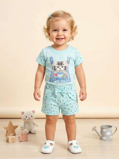 KINDLE Girls Printed
                      T-shirt with Shorts