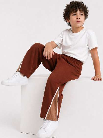 Purple United Kids Boys
                    Regular Fit Colourblocked Track Pants