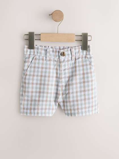 NEXT Boys Checked Linen
                    Blend Chino Shorts