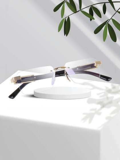 IFLASH Unisex Clear
                        Lens & Gold-Toned Rectangle Sunglasses with
